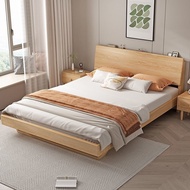 【SG SALES】Nordic Solid Wood Bed Frame Bed Frame with Mattress Package 2 Colors Single/Queen/King Bed