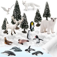 Arctic Animals Toys, Polar Animals Toy, 21PCS, Model Scenery Kit, Antarctic Animals Figurines for Ki