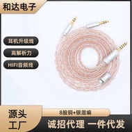 HIFI Music Headset Dual 3.5/HD650/8 Strands Copper Silver Audio Upgrade Line
