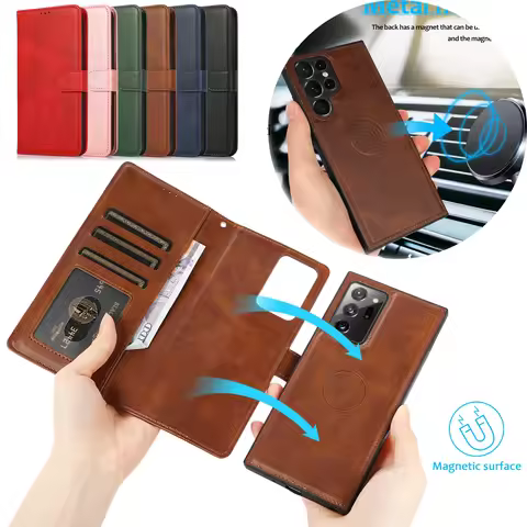 Detachable Leather Wallet Card Slot Magnetic Case For Samsung Galaxy S23 S24 S25 Ultra S22 S21 FE No