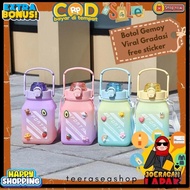 [Joeragan Lapak] Botol Minum Kotak Gradasi Viral Bonus Hiasan Stiker 2D 3D Tumblr Bottle Rsokr