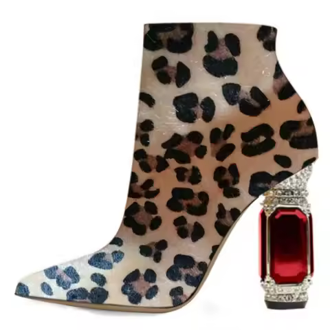 SHOFOO shoes Fashionable women's high-heeled boots. About 10.5cm heel height. Crystal heel. Pointed 