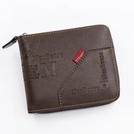 MUMUA Men Wallet Zipper Bifold Leather Dompet Lelaki Coin Wallet For Men Credit Card ID Holder Pocket Purse New Fashion Casual Card Wallet Short Wallet