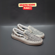 SEPATU VANS21 SLIP ON VAULT OG ANAHEIM VERTIGO KREM PUTIH KANVAS 36-43