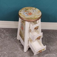 Style Retro Country Stool Stool Fashion Dressing Solid Wood Household Stool Storage Stool Storage Be