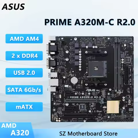 ASUS PRIME A320M-C R2.0 Motherboard AMD A320 AM4 DDR4 3200MHzM.2 SATA3 mATX Support Ryzen 5 5500 560