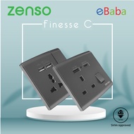 [SIRIM]ZENSO Finesse C Black Switch Switches & Sockets 13A Type A+Type C Universal double USB
