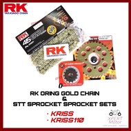 ORIGINAL KRISS K110 415 RK ORING REAR SPROCKET SETS ORING RK GOLD CHAIN HARDEN STEEL