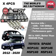 NGK Premium RX Spark Plug - Toyota Spade NCP141 145 NSP140 141 1.3L 1NRFE 1.5L 1NZFE 2NRFKE VVTi DOH