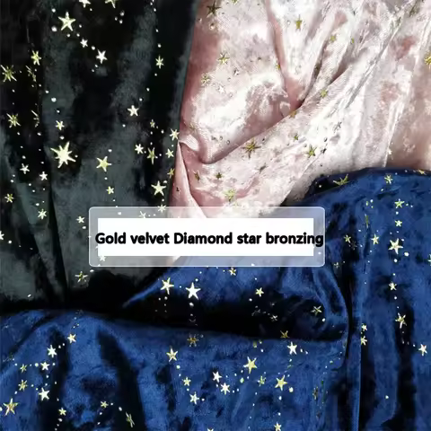 0.5M/1M/2M/3M Elastic Soft Gold Velvet Diamond Star Bronzing Fabric By Meter For Garment Dress