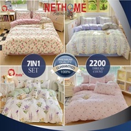 CADAR COMFORTER 5D (7IN1) 100% COTTON 2200 THREAD COUNT BEDSHEET QUEEN & KING READY STOCK IN MALAYSI
