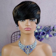 100% Human Hair Wig  Lace Frontal Wig Short Hair Wig Cheap Human Hair Wigs For Woman Natural Color