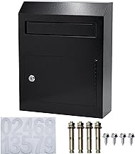 VORVIL Mail Drop Box with Lock for Secure Outside Key, Letter, Parcel, Money, or Cash Storage, Heavy-Duty Steel with Slide Open, Lockable Front, Anti-Fishing Teeth, Wall Mounted (Black)