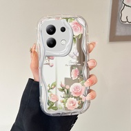Xiaomi Redmi Note 13 4G Hp Casing Softcase JZ Mirror Flower 5172 Cream Texture Wavy Edge Sofcase Sof