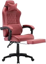 OHAHO Gaming Chair Computer Chair with Footrest and Lumbar Support, Height Adjustable Game Chair with 360° Swivel Seat and Headrest and for Office or Gaming (Red)