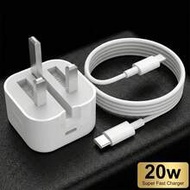 20W USB-C UK Plug Fast Charger And 3.3ft/100cm USB-C To Type-C Data Cable, Compatible With IPhone 17