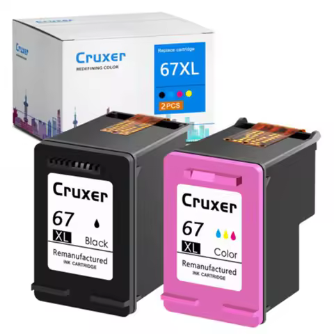 NineLeaf 67XL Ink Black /Tri-color for HP 67 67XL HP DeskJet 1255 2722 2732 2742e Printer DeskJet Pl