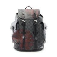 LOUIS VUITTON Christopher PM Damier Graphite Rucksack 背包 N41709 PVC 塗層帆布皮革黑紅紅色二手