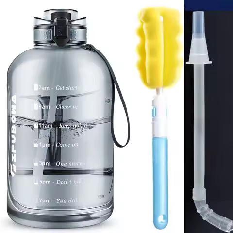 3 Liter Water Bottles with Times to Drink Motivational Straw Sports Big Jug with Handle Leak Proof B