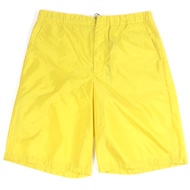全新未使用 PRADA 2021 Re-NYLON 三角標誌Plate短褲 SPH153 黃色 S 碼 義大利製造 正品 男款