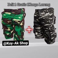 PROMO GILA BUY 1 GET 1 CELANA PENDEK CARGO LORENG PRIA / CELANA PENDEK TNI / CELANA CARGO LORENG PRI
