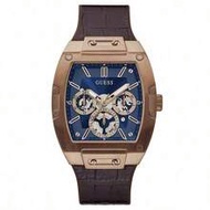 GUESS Men's Multifunctional 43mm Watch - Stainless Steel Case In Coffee Color, Blue Diamond Dial, Br
