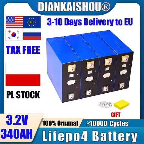 1-64pcs 3.2V 340Ah Grade A LiFePO4 Lithium Iron Phosphate Battery DIY 12V 24V 48V for Travel Solar C