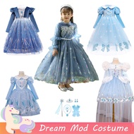 Frozen Elsa Cosplay Costume Princess Dress For Baby Girl Long Sleeve Pink Blue Gown For Kids Halloween Christmas Outfits