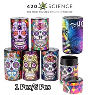 6 Pcs/Box Random Pattern Plastic Airtight Herb Storage Container Stash Herb Sealed Can Vacuum Herb S