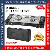 Double Burner Heavy Duty Butane Gas Stove Complete Set with Casing (For Outdoor , Camping and Household Use) | 2 Burner Butane Stove On Sale