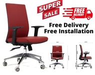 WoKo (Free Installation) PU Red Leather Ergonomic Office Chair