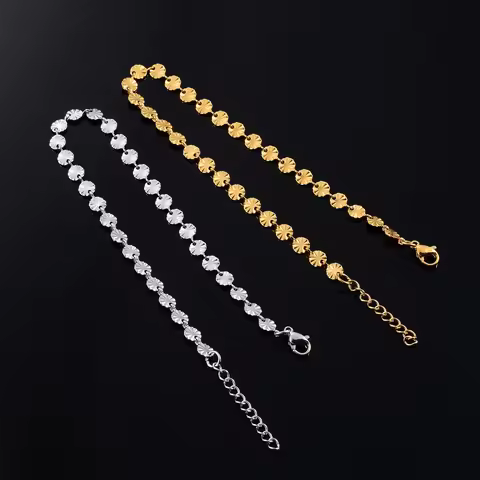 Charm Round Carving Bracelet Stainless Steel Hand Bangle Not Fade Foot Ankle Anklet for Men Women