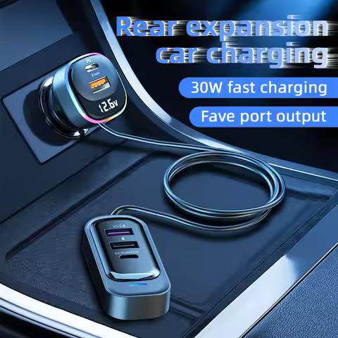 1.5m Extension Cable Car Charger 30W Super Fast Charger 30W Dual Port ISO/Android Charger Adapter Fo