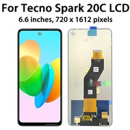 จอ LCD แบบดั้งเดิม XD 6.6 "สำหรับ Tecno Spark 20C 20 C BG7n BG7สัมผัสหน้าจอ LCD หน้าจอดิจิตอลชิ้นส่ว