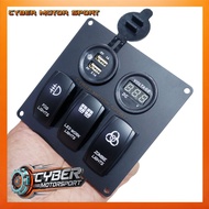 Car dashboard panel instrument 3 switch volt meter dc socket 12 volt 24 volt. Switch on off Switch 3
