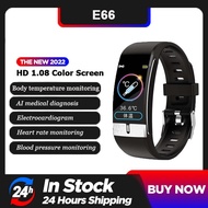 ZZOOI E66 Body Temperature Smart Watch Men ECG PPG Waterproof Sport Blood Oxygen Heart Rate Smartwatch For iOS Android