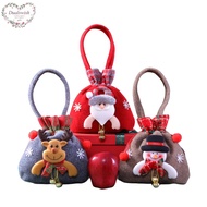 Dualswish 35cm Christmas Creative Plush Apple Bag Christmas Gift Bag Drawstring Gift Bag 3D Santa Claus Snowman Reindeer