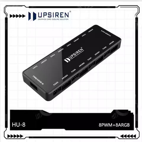 UPSIREN HU-8 Chassis Fan Hub，Support motherboard synchronization，Bottom magnetic design，8 Sets of AR