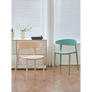 ins北歐馬卡龍色餐椅家用臥室簡約塑料椅子小戶型客廳休閑靠背椅