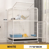 Petcho กรงแมว กรงแมวขนาดใหญ่ การออกแบบหลายประตู ประกอบง่าย เหล็กหนาพิเศษ มีล้อและบันได