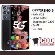OPP0 Reno 6 reno 5G 6.3 นิ้ว 8GB RAM 512GB รอมสมาร์ทโฟนใหม่สนับสนุน NFS วิดีโอเกมมือถือโทรศัพท์มือถือ 8GB + 512GB ชาร์จสมาร์ทโฟน 4G