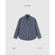 Men's striped shirt - WOOD ELEMENT | SHIN SHIRT, oversized natural cotton