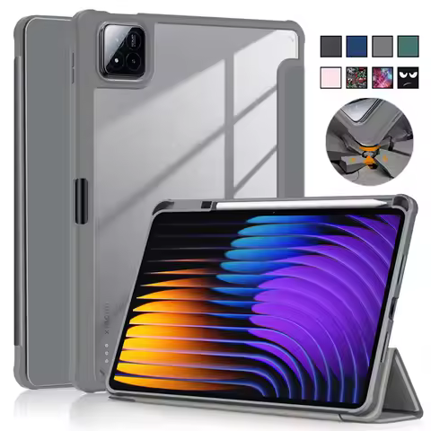 For Xiaomi Pad 7 Case With Pen Holder PU Leather Acrylic Back Fold Smart Cover For Xiaomi Pad 7 Mi P