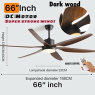 66 inch  large country industrial wind ceiling fan LED light DC American retro remote 66inch living 