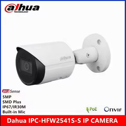 Dahua IPC-HFW2541S-S 2.8mm lens 5MP POE IP67 IR30M built in Mic SMD Plus p2p bullet Starlight AI IP 