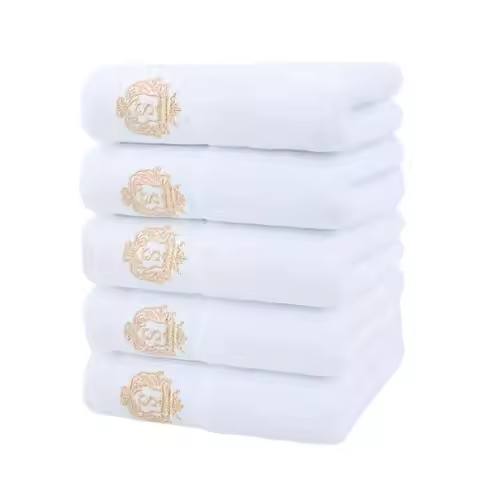 1/5/10pcs White Cotton Towel Set Embroidered Gift Towels Set Highly Absorbent Towels Cover For Bathr