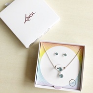 Lovisa Blue Cubic Zirconia Jewelry Necklace Ring Earring Set in Box | Rantai Leher Cincin Subang Ber