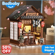 AM01-007 Wooden DIY Bookend Kit, Yiran Izakaya Pub Miniature Scene, 3D Puzzle Assembly Toy, Handmade