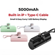 2 IN 1 Mini Portable Power Bank 4 Light Full Capacity 5000MAH Android Type C Iphone Emergency Charge Portable Powerbank