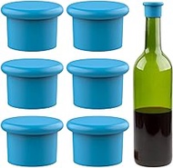Silicone Wine Stoppers – Replace a cork – Airtight seal on Wine Bottles – Reusable Beer Bottle Cover – Wine Bottle Stopper – Wine Saver – Wine Gifts – Easy to clean! (6 Pack, Blue)